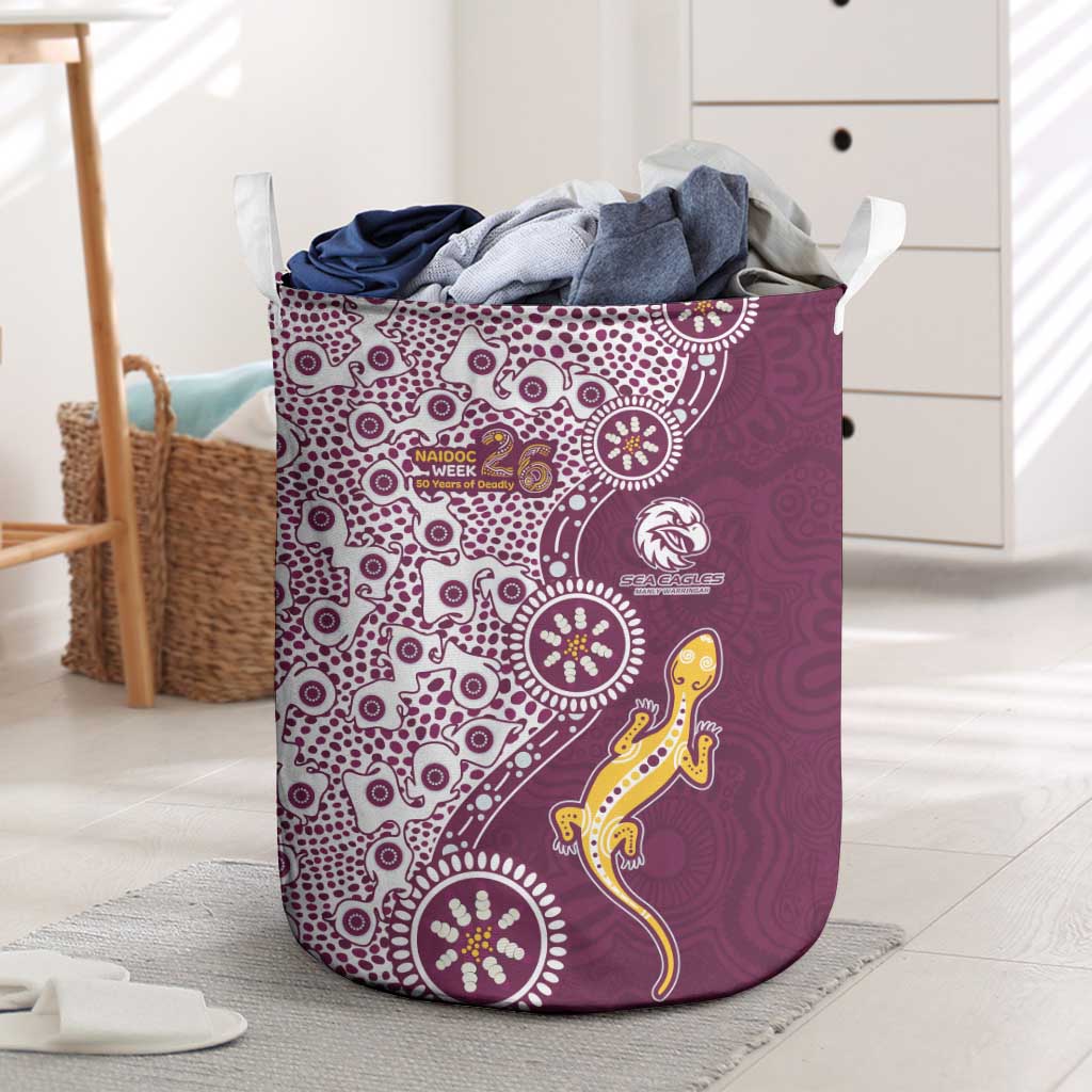Manly Warringah Sea Eagles NAIDOC Week 2026 Laundry Basket Aboriginal Lizard Dot Painting - 50 Years of Deadly