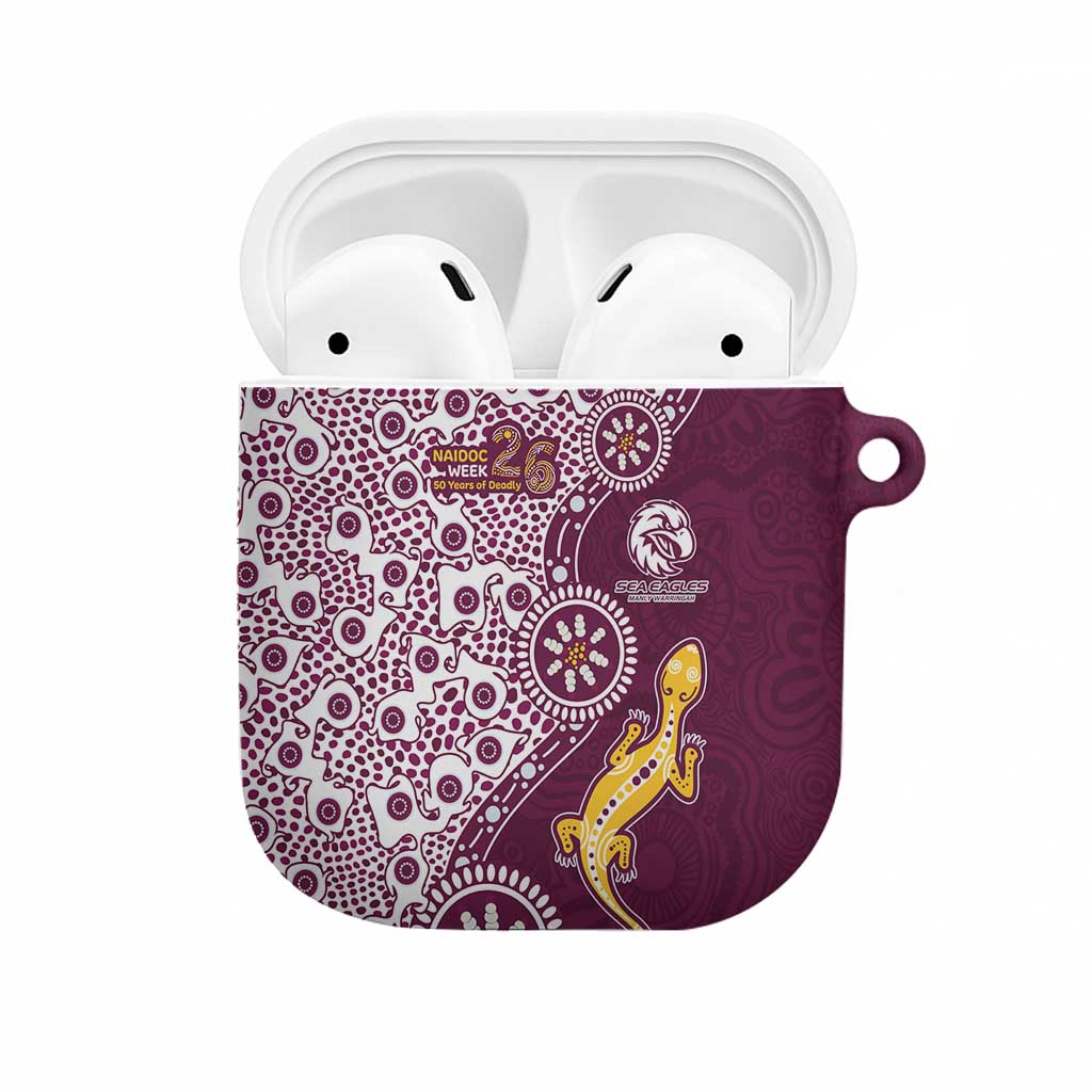 Manly Warringah Sea Eagles NAIDOC Week 2026 AirPods Case Aboriginal Lizard Dot Painting - 50 Years of Deadly