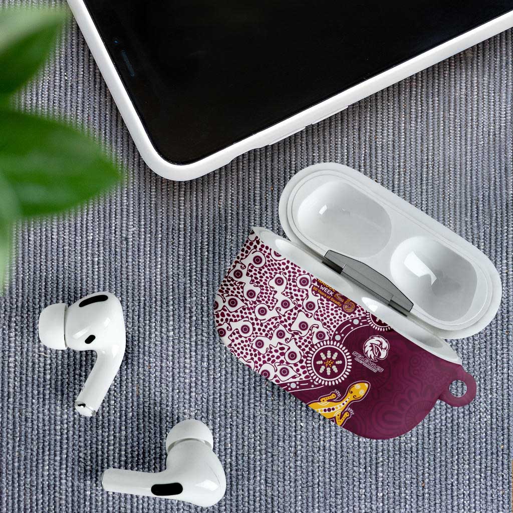 Manly Warringah Sea Eagles NAIDOC Week 2026 AirPods Case Aboriginal Lizard Dot Painting - 50 Years of Deadly