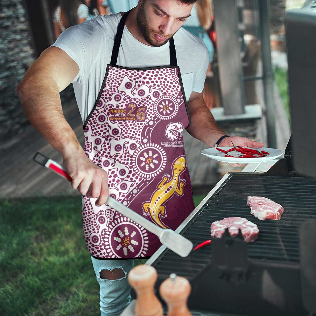 Manly Warringah Sea Eagles NAIDOC Week 2026 Apron Aboriginal Lizard Dot Painting - 50 Years of Deadly