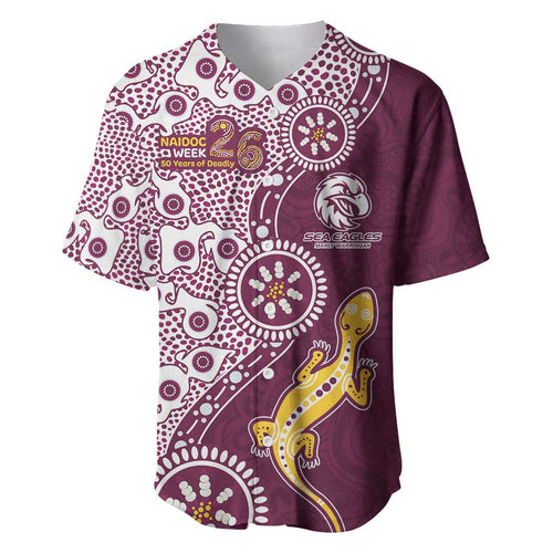 Manly Warringah Sea Eagles NAIDOC Week 2026 Baseball Jersey Aboriginal Lizard Dot Painting - 50 Years of Deadly