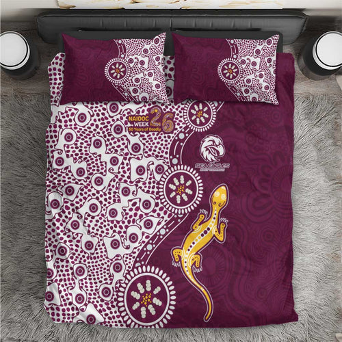 Manly Warringah Sea Eagles NAIDOC Week 2026 Bedding Set Aboriginal Lizard Dot Painting - 50 Years of Deadly