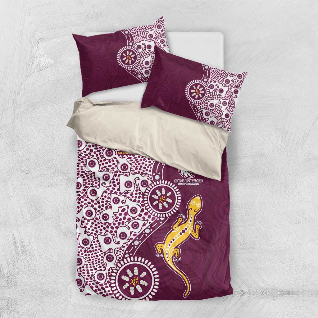 Manly Warringah Sea Eagles NAIDOC Week 2026 Bedding Set Aboriginal Lizard Dot Painting - 50 Years of Deadly