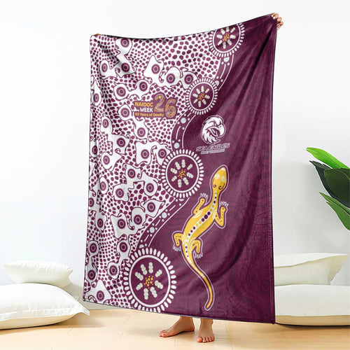 Manly Warringah Sea Eagles NAIDOC Week 2026 Blanket Aboriginal Lizard Dot Painting - 50 Years of Deadly