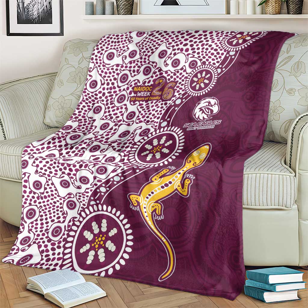 Manly Warringah Sea Eagles NAIDOC Week 2026 Blanket Aboriginal Lizard Dot Painting - 50 Years of Deadly