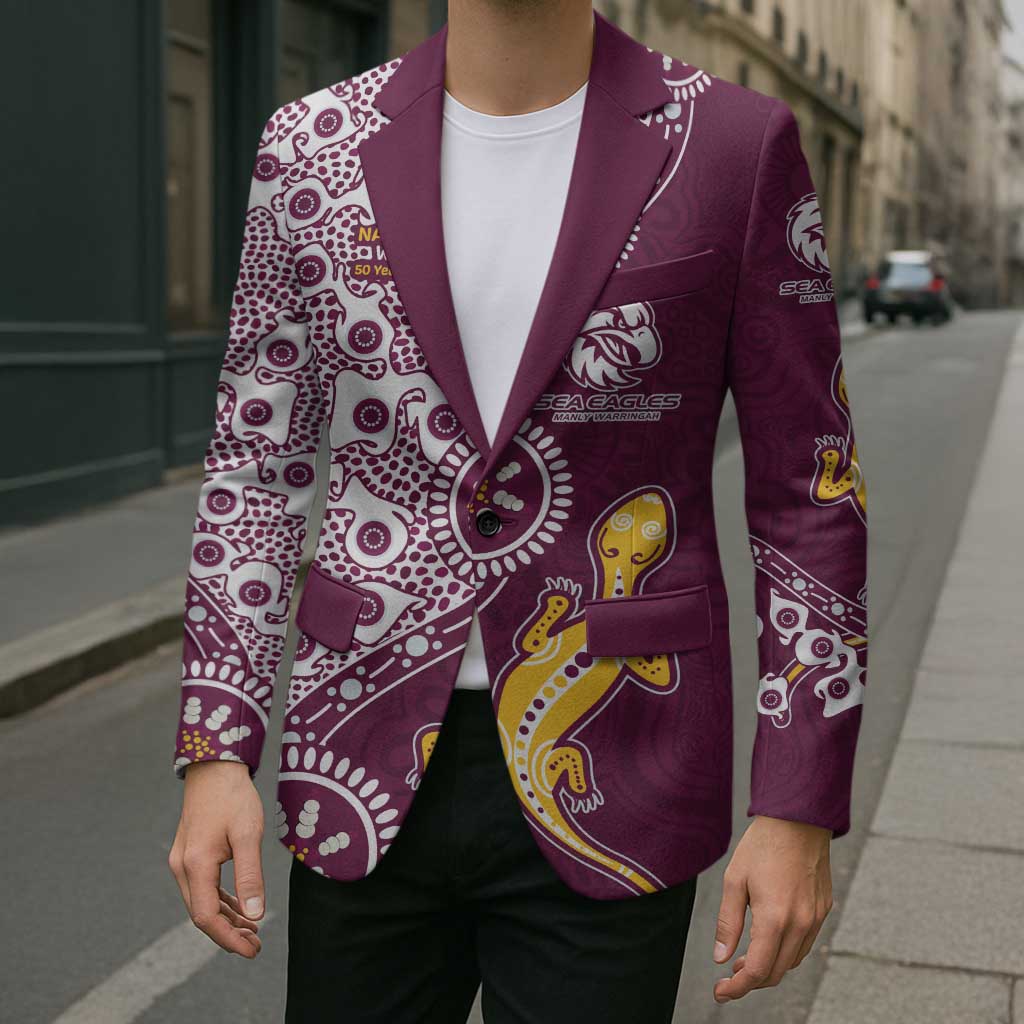 Manly Warringah Sea Eagles NAIDOC Week 2026 Blazer Aboriginal Lizard Dot Painting - 50 Years of Deadly