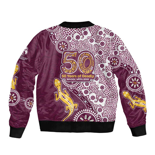Manly Warringah Sea Eagles NAIDOC Week 2026 Bomber Jacket Aboriginal Lizard Dot Painting - 50 Years of Deadly