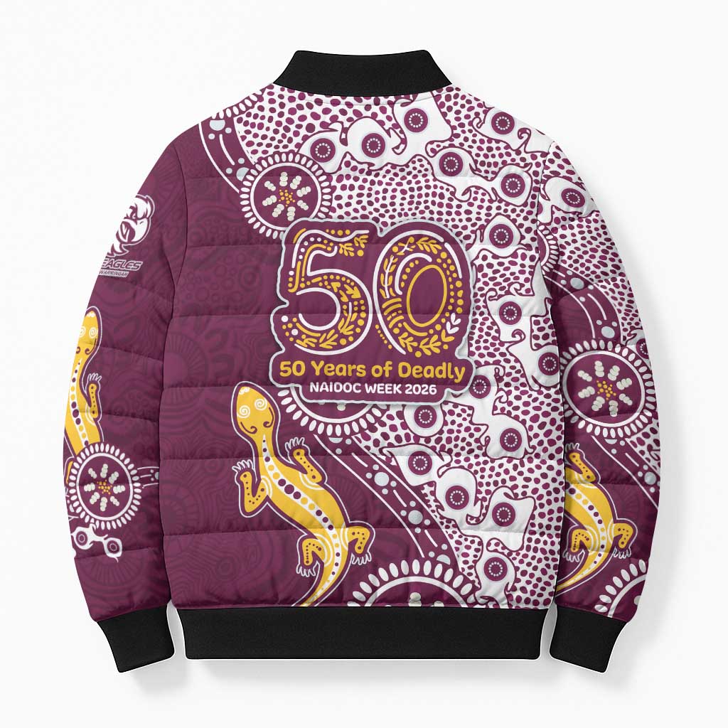 Manly Warringah Sea Eagles NAIDOC Week 2026 Bomber Puffer Jacket Aboriginal Lizard Dot Painting - 50 Years of Deadly