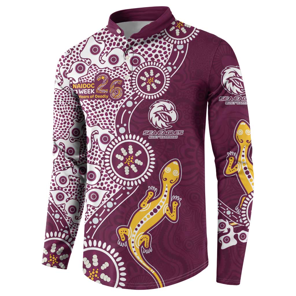 Manly Warringah Sea Eagles NAIDOC Week 2026 Button Sweatshirt Aboriginal Lizard Dot Painting - 50 Years of Deadly