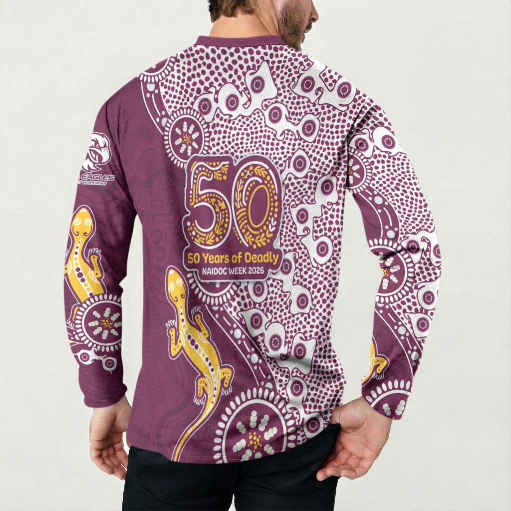 Manly Warringah Sea Eagles NAIDOC Week 2026 Button Sweatshirt Aboriginal Lizard Dot Painting - 50 Years of Deadly