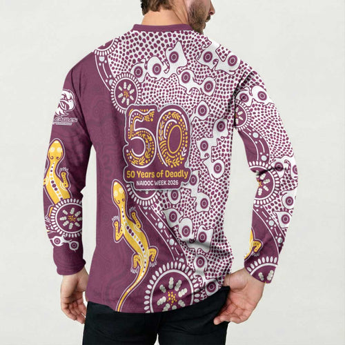 Manly Warringah Sea Eagles NAIDOC Week 2026 Button Sweatshirt Aboriginal Lizard Dot Painting - 50 Years of Deadly