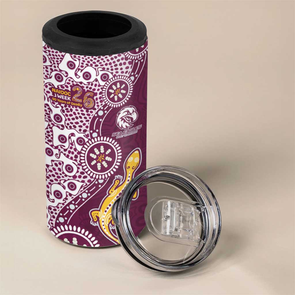 Manly Warringah Sea Eagles NAIDOC Week 2026 4 in 1 Can Cooler Tumbler Aboriginal Lizard Dot Painting - 50 Years of Deadly