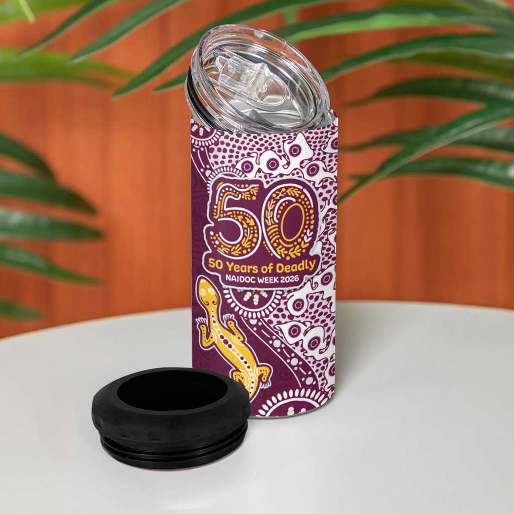Manly Warringah Sea Eagles NAIDOC Week 2026 4 in 1 Can Cooler Tumbler Aboriginal Lizard Dot Painting - 50 Years of Deadly