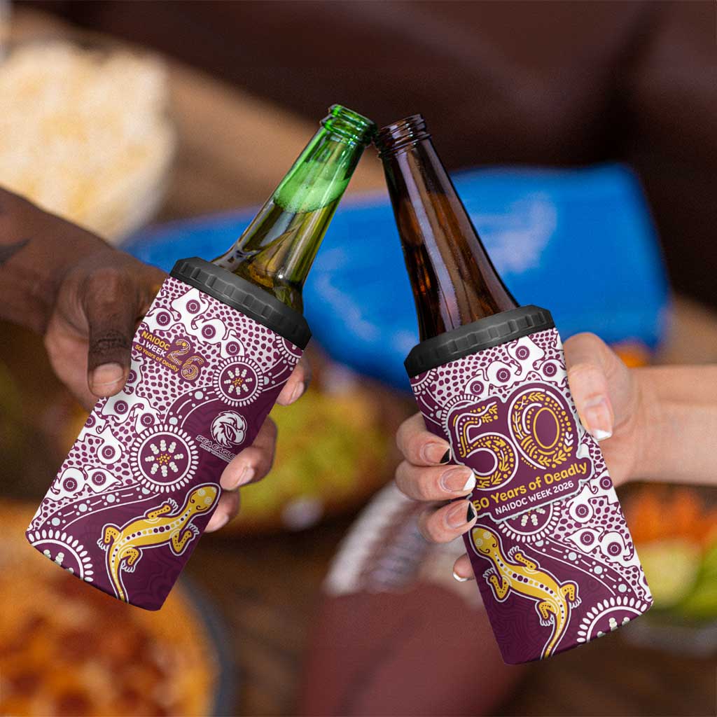 Manly Warringah Sea Eagles NAIDOC Week 2026 4 in 1 Can Cooler Tumbler Aboriginal Lizard Dot Painting - 50 Years of Deadly
