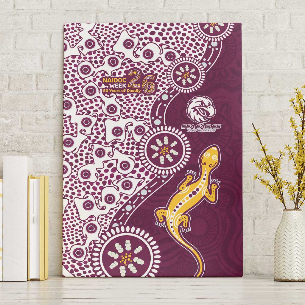 Manly Warringah Sea Eagles NAIDOC Week 2026 Canvas Wall Art Aboriginal Lizard Dot Painting - 50 Years of Deadly