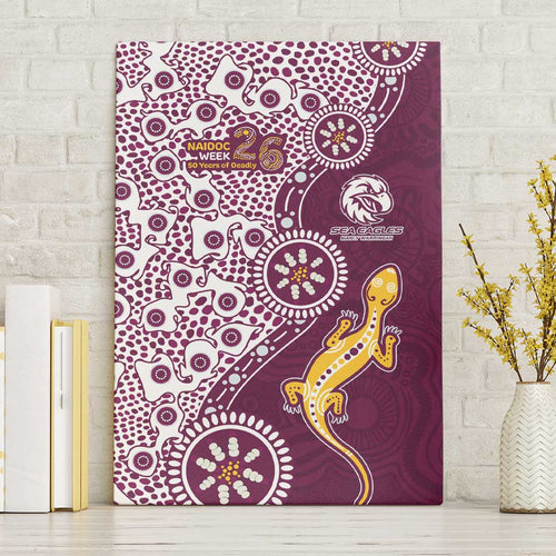 Manly Warringah Sea Eagles NAIDOC Week 2026 Canvas Wall Art Aboriginal Lizard Dot Painting - 50 Years of Deadly