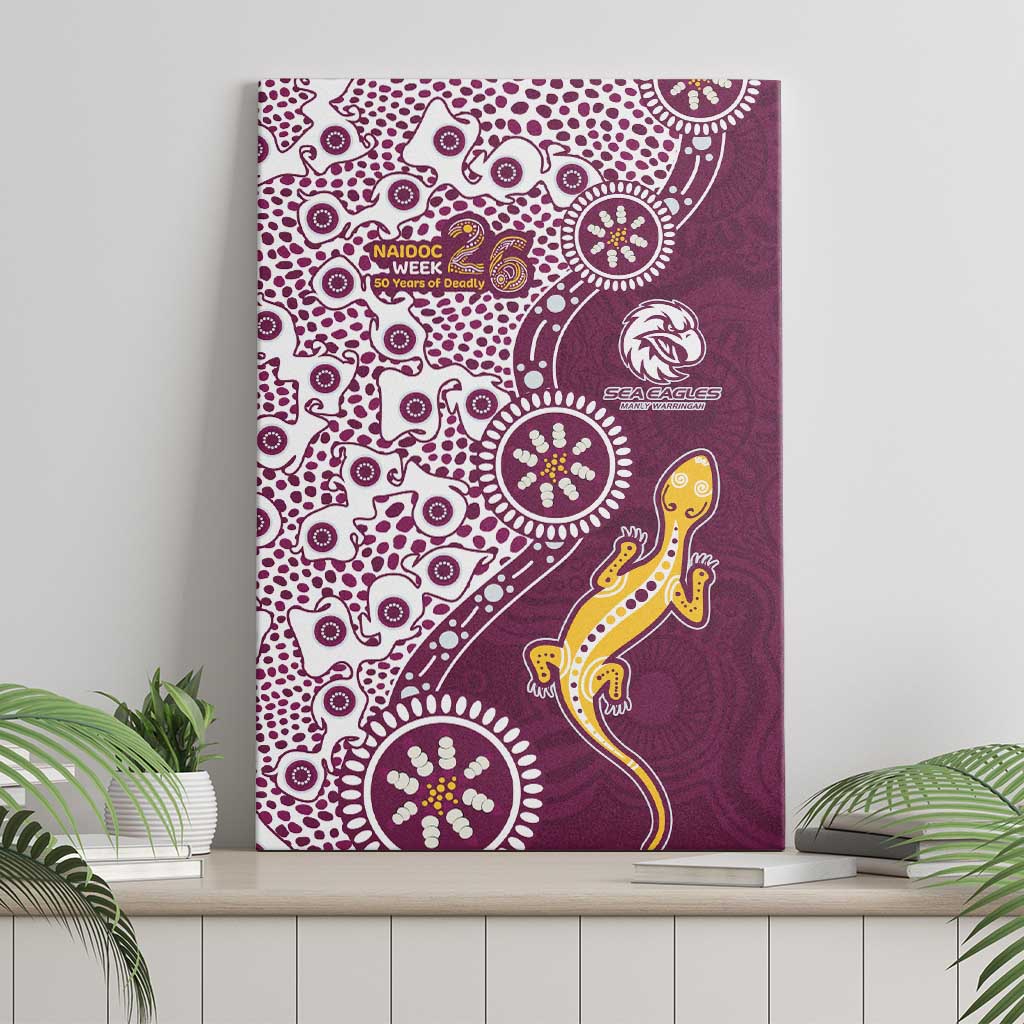 Manly Warringah Sea Eagles NAIDOC Week 2026 Canvas Wall Art Aboriginal Lizard Dot Painting - 50 Years of Deadly