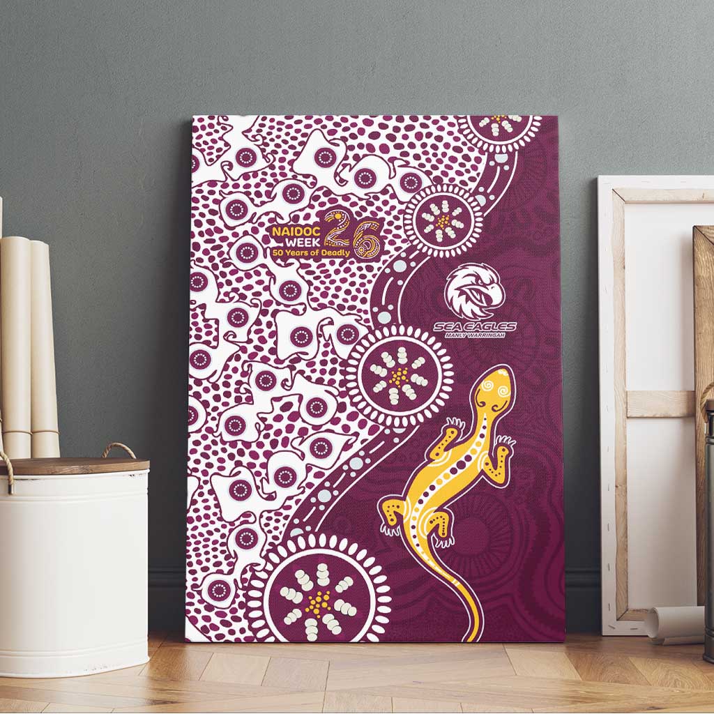 Manly Warringah Sea Eagles NAIDOC Week 2026 Canvas Wall Art Aboriginal Lizard Dot Painting - 50 Years of Deadly