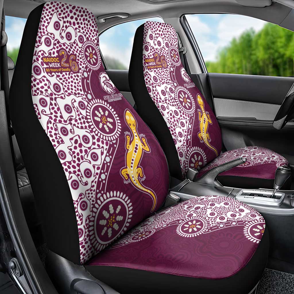 Manly Warringah Sea Eagles NAIDOC Week 2026 Car Seat Cover Aboriginal Lizard Dot Painting - 50 Years of Deadly