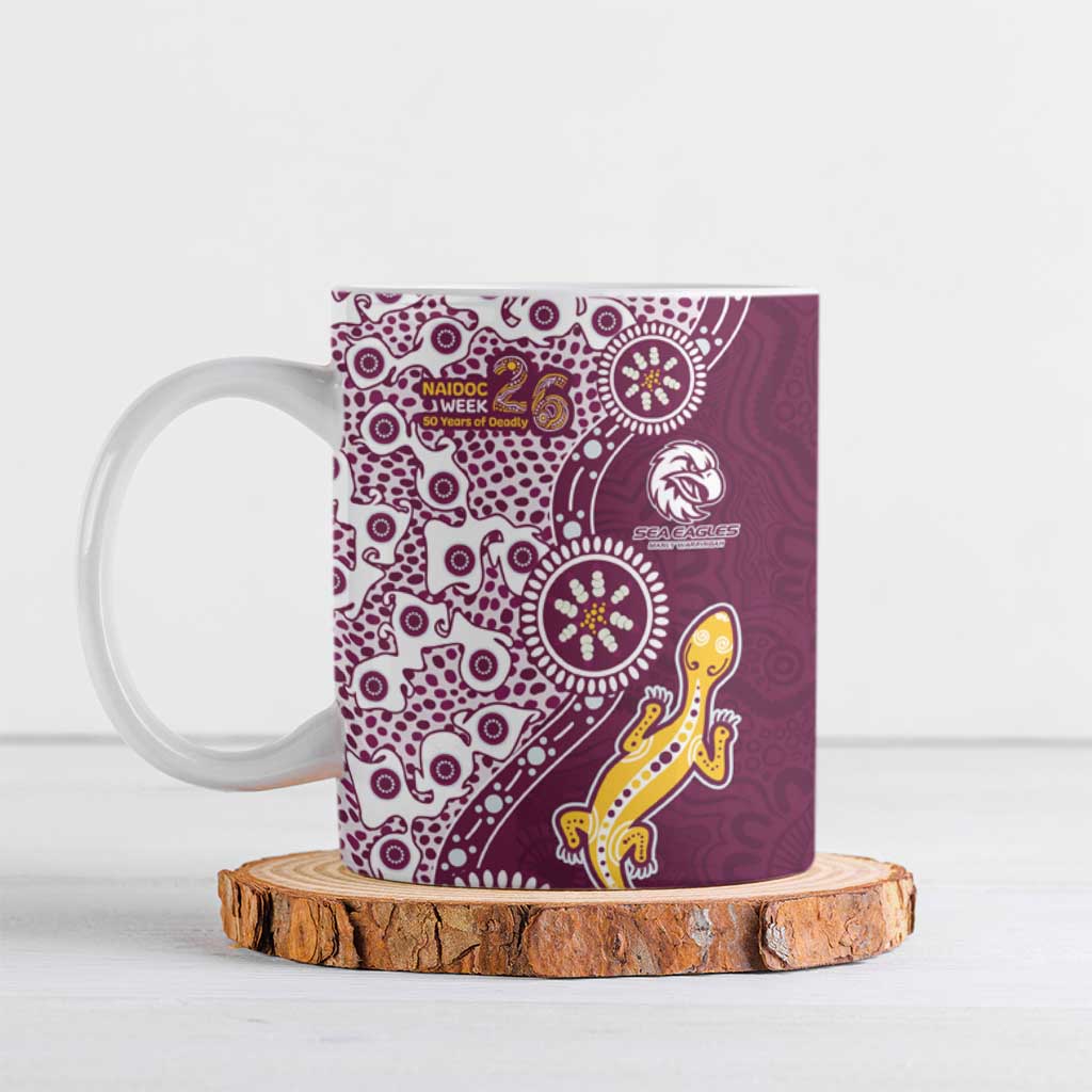 Manly Warringah Sea Eagles NAIDOC Week 2026 Ceramic Mug Aboriginal Lizard Dot Painting - 50 Years of Deadly
