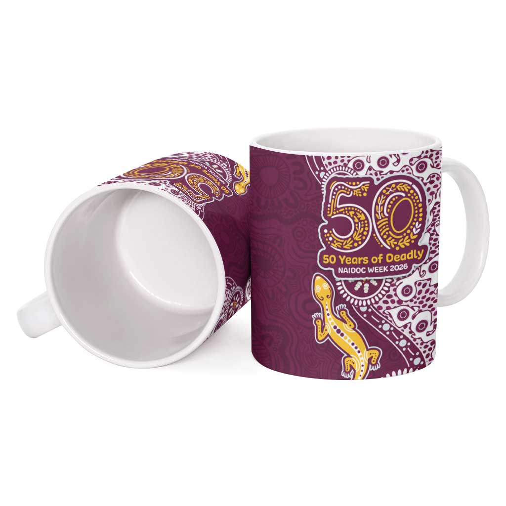 Manly Warringah Sea Eagles NAIDOC Week 2026 Ceramic Mug Aboriginal Lizard Dot Painting - 50 Years of Deadly