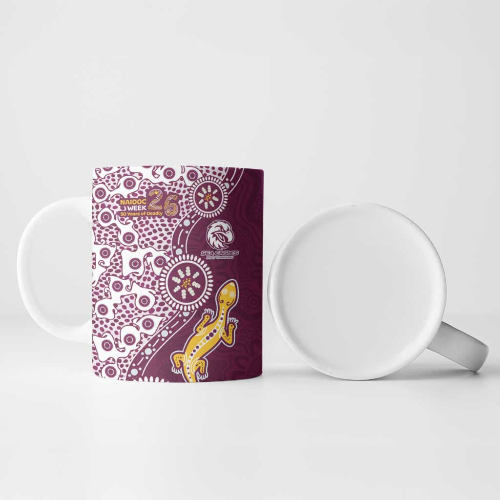 Manly Warringah Sea Eagles NAIDOC Week 2026 Ceramic Mug Aboriginal Lizard Dot Painting - 50 Years of Deadly