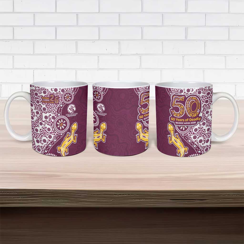 Manly Warringah Sea Eagles NAIDOC Week 2026 Ceramic Mug Aboriginal Lizard Dot Painting - 50 Years of Deadly