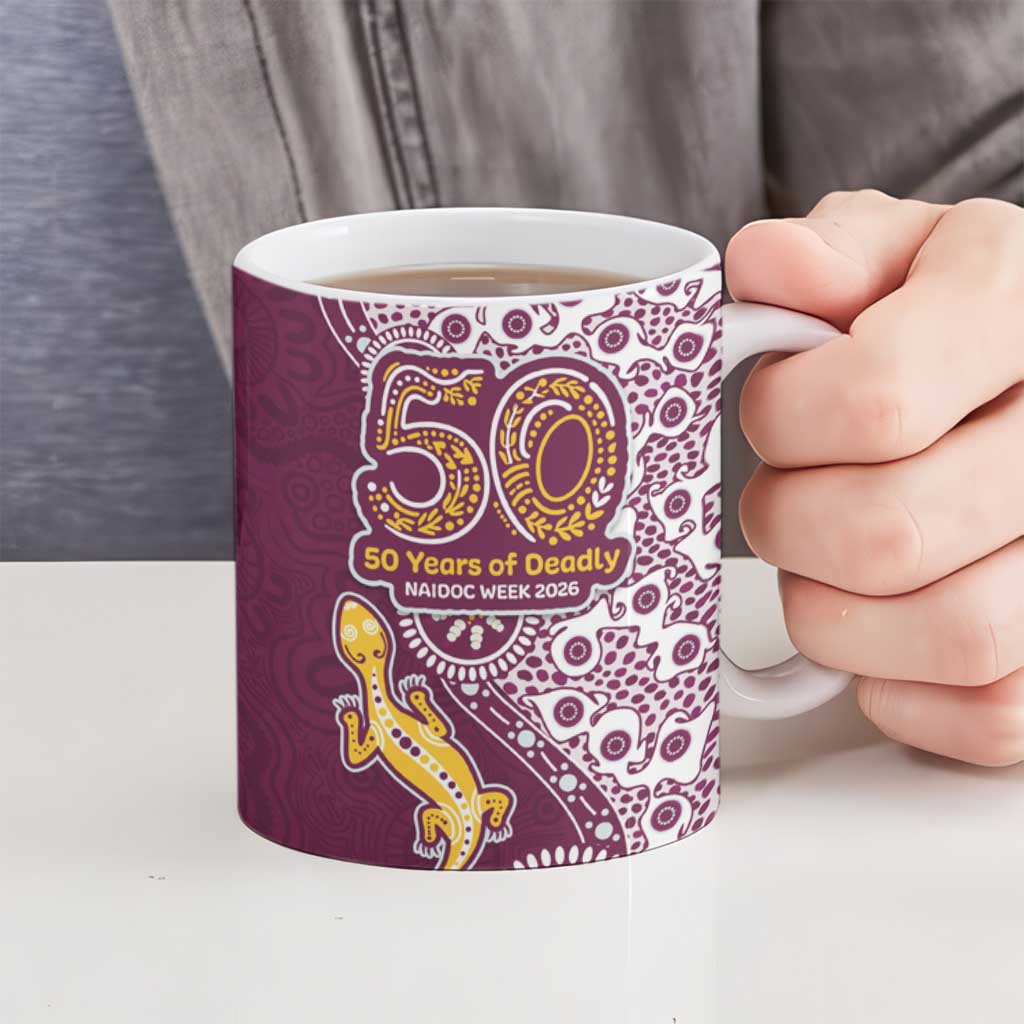 Manly Warringah Sea Eagles NAIDOC Week 2026 Ceramic Mug Aboriginal Lizard Dot Painting - 50 Years of Deadly