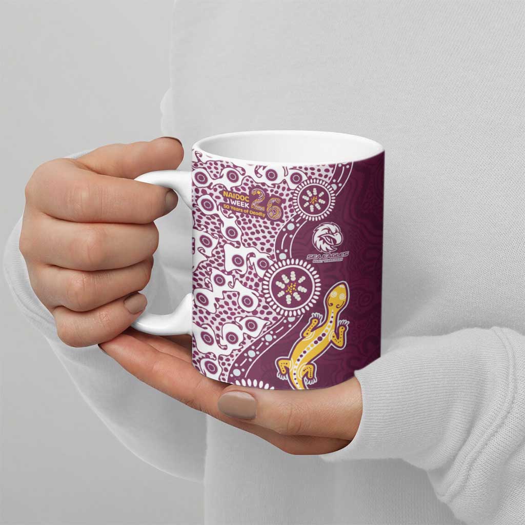 Manly Warringah Sea Eagles NAIDOC Week 2026 Ceramic Mug Aboriginal Lizard Dot Painting - 50 Years of Deadly