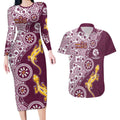 Manly Warringah Sea Eagles NAIDOC Week 2026 Couples Matching Long Sleeve Bodycon Dress and Hawaiian Shirt Aboriginal Lizard Dot Painting - 50 Years of Deadly