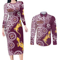 Manly Warringah Sea Eagles NAIDOC Week 2026 Couples Matching Long Sleeve Bodycon Dress and Long Sleeve Button Shirt Aboriginal Lizard Dot Painting - 50 Years of Deadly