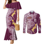 Manly Warringah Sea Eagles NAIDOC Week 2026 Couples Matching Mermaid Dress and Long Sleeve Button Shirt Aboriginal Lizard Dot Painting - 50 Years of Deadly