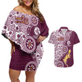 Manly Warringah Sea Eagles NAIDOC Week 2026 Couples Matching Off Shoulder Short Dress and Hawaiian Shirt Aboriginal Lizard Dot Painting - 50 Years of Deadly