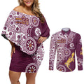 Manly Warringah Sea Eagles NAIDOC Week 2026 Couples Matching Off Shoulder Short Dress and Long Sleeve Button Shirt Aboriginal Lizard Dot Painting - 50 Years of Deadly