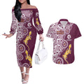 Manly Warringah Sea Eagles NAIDOC Week 2026 Couples Matching Off The Shoulder Long Sleeve Dress and Hawaiian Shirt Aboriginal Lizard Dot Painting - 50 Years of Deadly