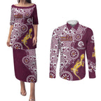 Manly Warringah Sea Eagles NAIDOC Week 2026 Couples Matching Puletasi and Long Sleeve Button Shirt Aboriginal Lizard Dot Painting - 50 Years of Deadly