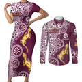 Manly Warringah Sea Eagles NAIDOC Week 2026 Couples Matching Short Sleeve Bodycon Dress and Long Sleeve Button Shirt Aboriginal Lizard Dot Painting - 50 Years of Deadly