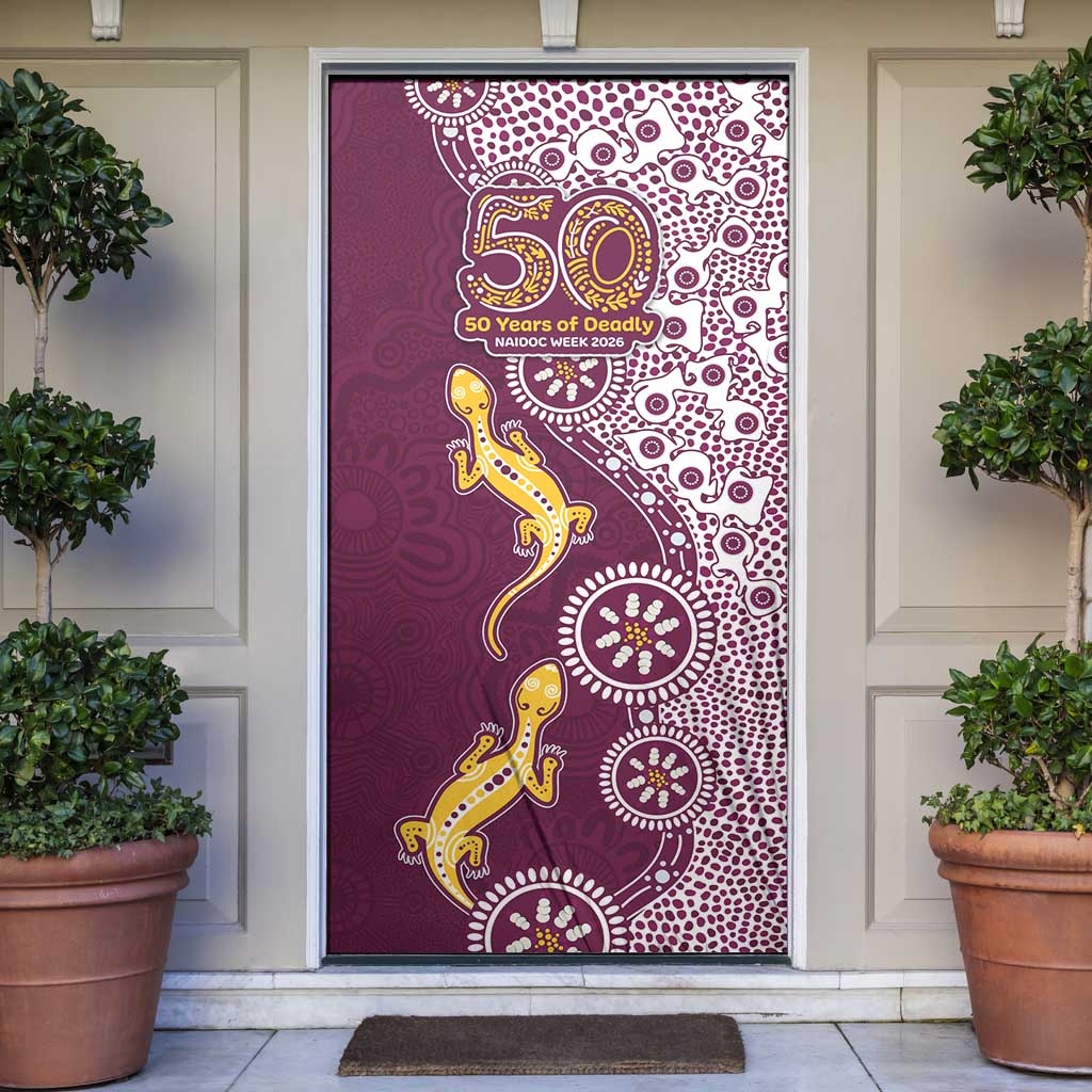 Manly Warringah Sea Eagles NAIDOC Week 2026 Door Cover Aboriginal Lizard Dot Painting - 50 Years of Deadly