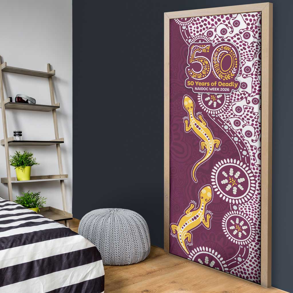 Manly Warringah Sea Eagles NAIDOC Week 2026 Door Cover Aboriginal Lizard Dot Painting - 50 Years of Deadly