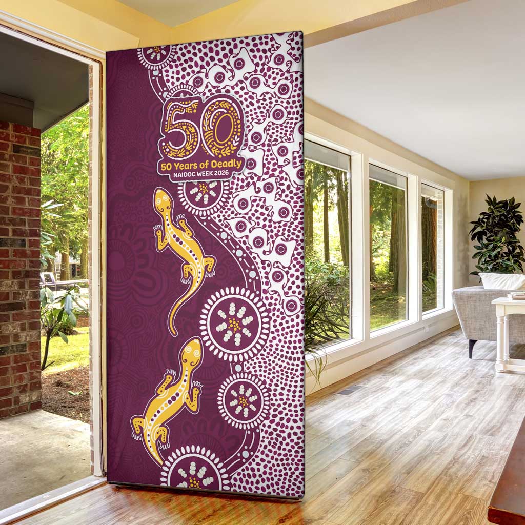 Manly Warringah Sea Eagles NAIDOC Week 2026 Door Cover Aboriginal Lizard Dot Painting - 50 Years of Deadly