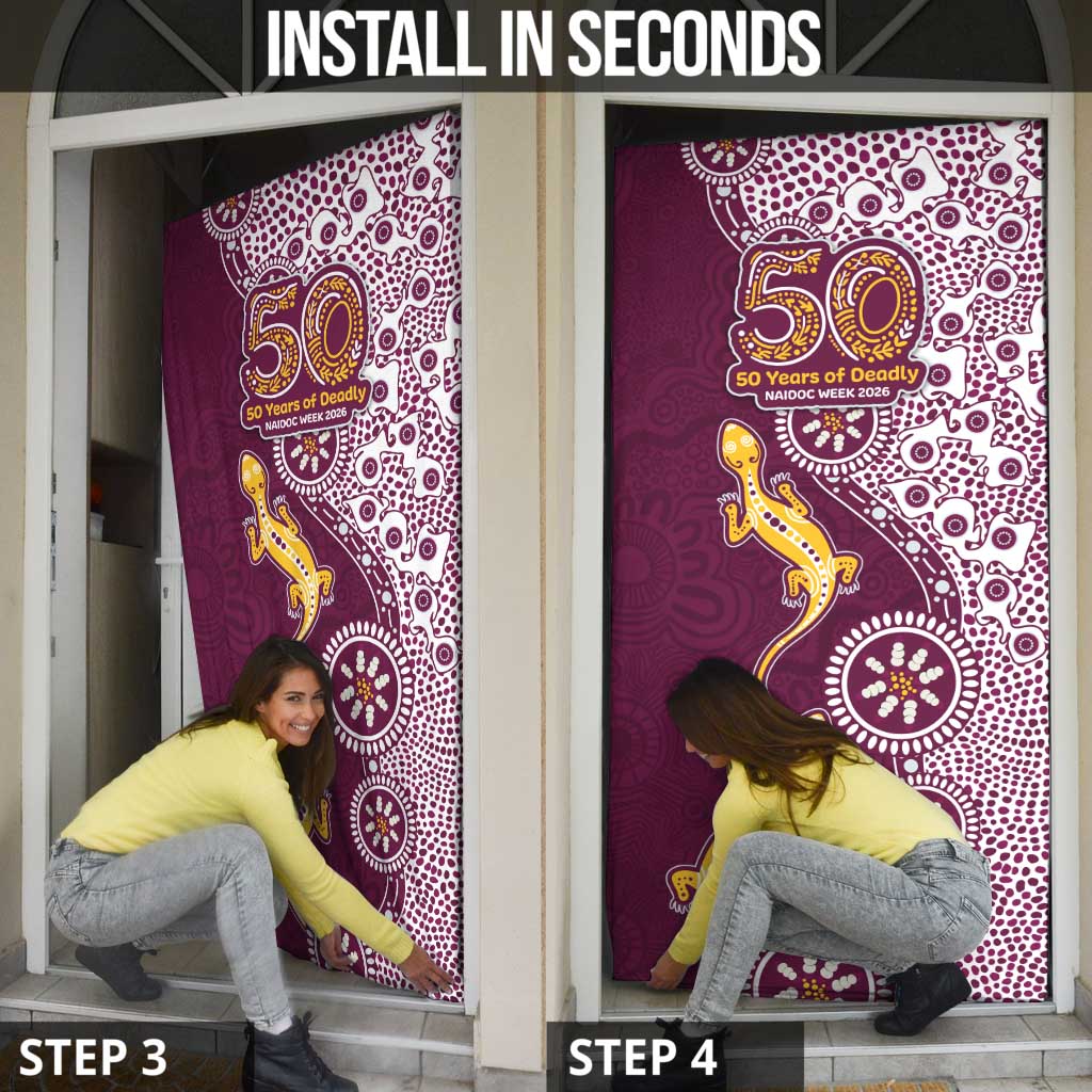 Manly Warringah Sea Eagles NAIDOC Week 2026 Door Cover Aboriginal Lizard Dot Painting - 50 Years of Deadly