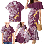 Manly Warringah Sea Eagles NAIDOC Week 2026 Family Matching Mermaid Dress and Hawaiian Shirt Aboriginal Lizard Dot Painting - 50 Years of Deadly
