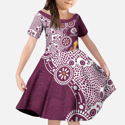 Manly Warringah Sea Eagles NAIDOC Week 2026 Family Matching Off The Shoulder Long Sleeve Dress and Hawaiian Shirt Aboriginal Lizard Dot Painting - 50 Years of Deadly