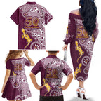 Manly Warringah Sea Eagles NAIDOC Week 2026 Family Matching Off The Shoulder Long Sleeve Dress and Hawaiian Shirt Aboriginal Lizard Dot Painting - 50 Years of Deadly