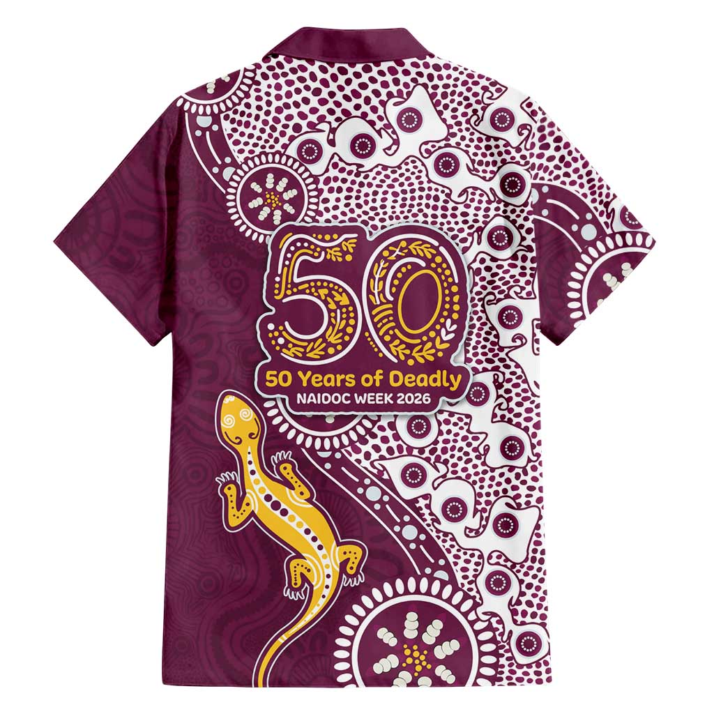 Manly Warringah Sea Eagles NAIDOC Week 2026 Family Matching Off The Shoulder Long Sleeve Dress and Hawaiian Shirt Aboriginal Lizard Dot Painting - 50 Years of Deadly