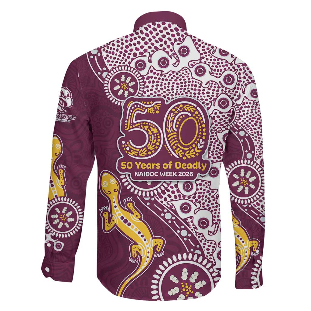 Manly Warringah Sea Eagles NAIDOC Week 2026 Family Matching Off The Shoulder Long Sleeve Dress and Hawaiian Shirt Aboriginal Lizard Dot Painting - 50 Years of Deadly