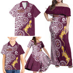 Manly Warringah Sea Eagles NAIDOC Week 2026 Family Matching Off Shoulder Maxi Dress and Hawaiian Shirt Aboriginal Lizard Dot Painting - 50 Years of Deadly