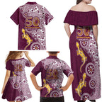 Manly Warringah Sea Eagles NAIDOC Week 2026 Family Matching Off Shoulder Maxi Dress and Hawaiian Shirt Aboriginal Lizard Dot Painting - 50 Years of Deadly