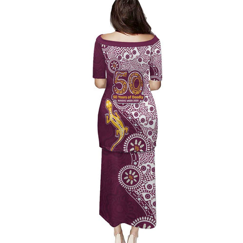 Manly Warringah Sea Eagles NAIDOC Week 2026 Family Matching Puletasi and Hawaiian Shirt Aboriginal Lizard Dot Painting - 50 Years of Deadly