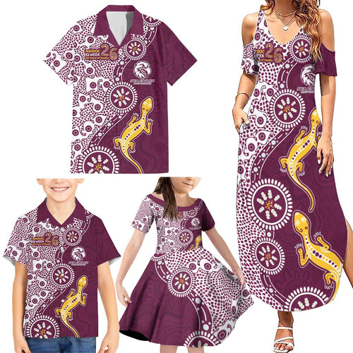 Manly Warringah Sea Eagles NAIDOC Week 2026 Family Matching Summer Maxi Dress and Hawaiian Shirt Aboriginal Lizard Dot Painting - 50 Years of Deadly